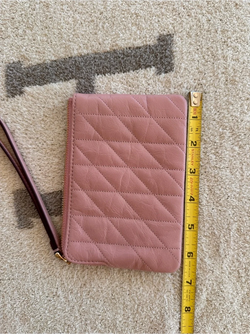 Coach Quilted Leather Wristlet in Rose Mauve with Gold Hardware